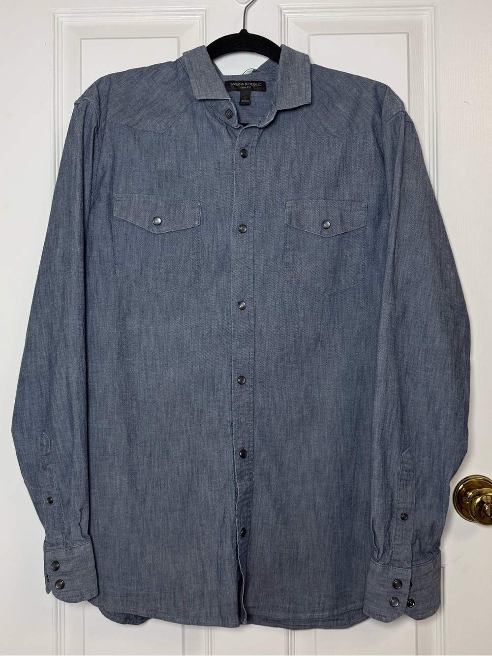 Banana Republic Men's Western Chambray Button-Down Shirt Pearl Snap Buttons